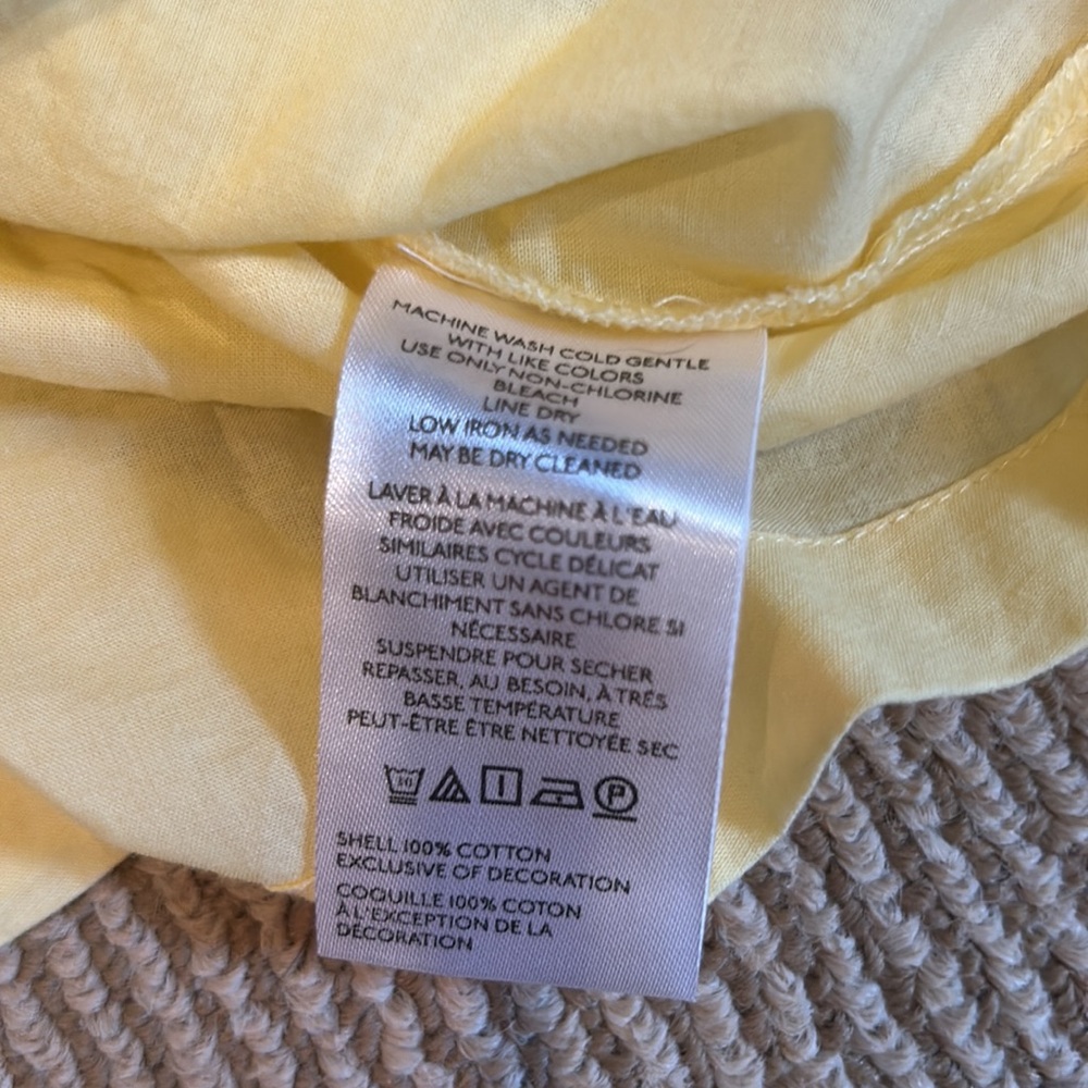 NWOT FREE PEOPLE co-ord Yellow Lace eyelet Dress Button-Up Shirt set size large - Picture 12 of 16